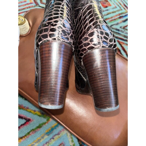 J Vincent Leather Hidden Wedge Brown Grunge,Goth Knee High Boots SZ 6M - Picture 12 of 15